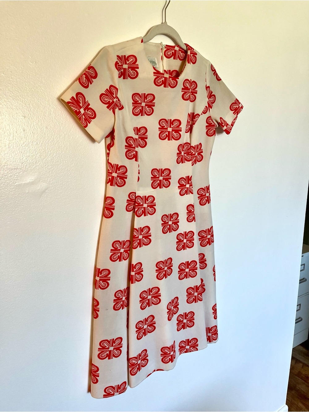 Berkshire Vintage Mod Dress with Red Floral Blocks